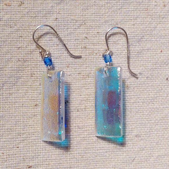 Dichroic glass earrings - Picture 2 of 2